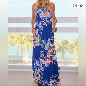 Bellamie Blue Floral Maxi Dress